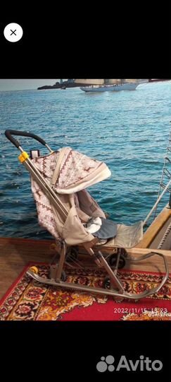 Детские санки коляска с колесами