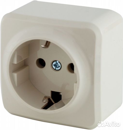 Розетка накладная First с заземлением, цвет бежевы