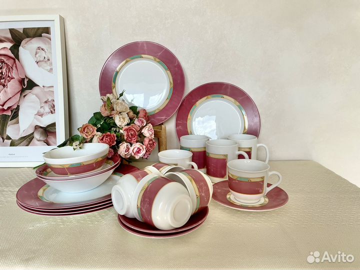 Набор посуды luminarc 6 кружек и 2 салатника