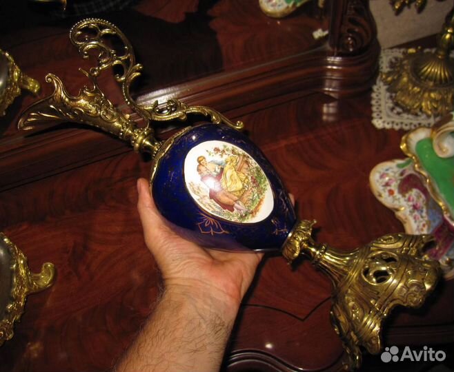 Кувшин Бронза и Фарфор. Кавалер с дамой. 43 см