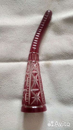 Рог из СССР 70х. 40 см. Рубиновый хрусталь