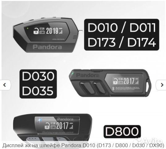 Дисплеи брелков сигнализаций Pandora-Пандора Dxl