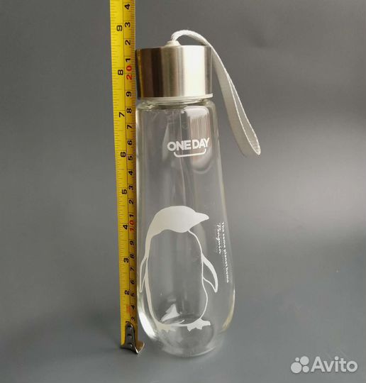 Спортивная стеклянная бутылка для воды с чехлом