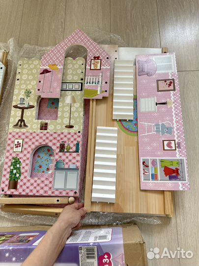 Кукольный домик Edufun три этажа деревянный домик