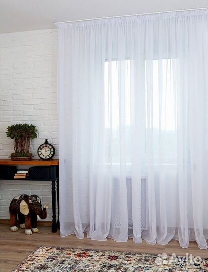 Штора из белой вуали 600х320