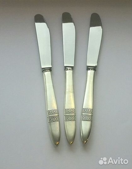 Серебряные столовые ножи Меандр СССР серебро