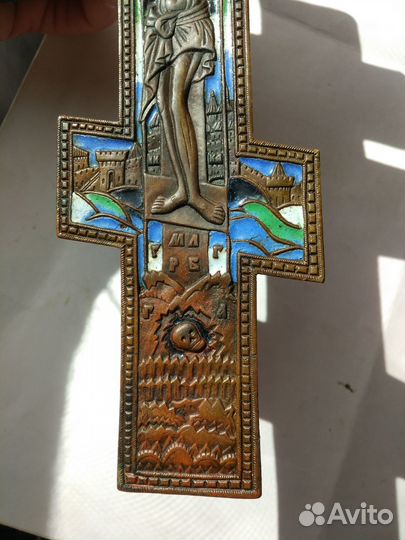 Крест с эмалями, Бронза 19 век