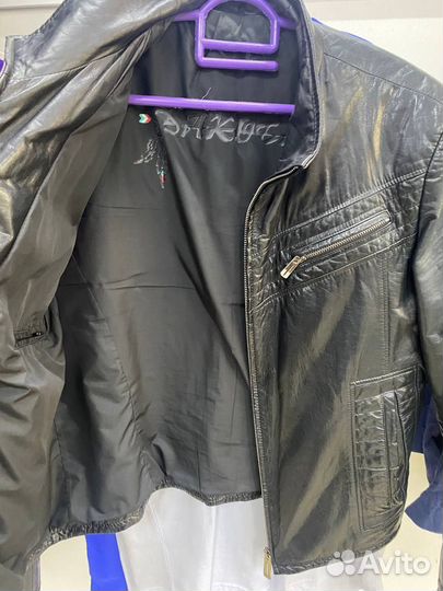 Кожаная куртка мужская 50 52 черная