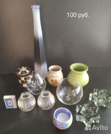 Вазы, крынка, подсвечники, шкатулка