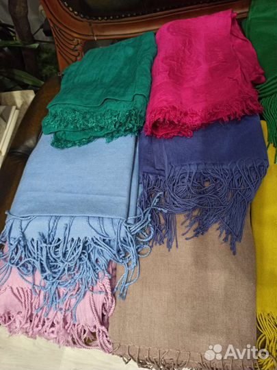 Палантины теплые однотонные пашмина и италия