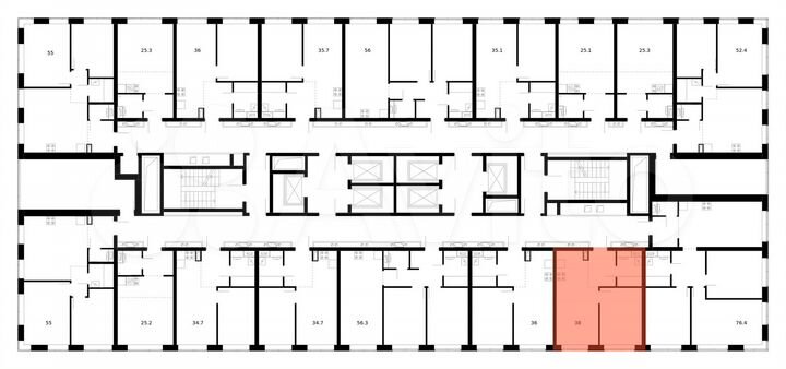 1-к. квартира, 38 м², 25/62 эт.