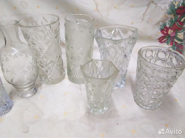 Старые советские вазв хрусталь, стекло