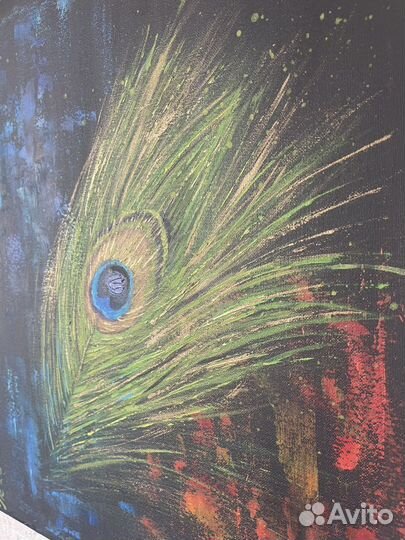 Картина « перо Павлина» «горы» « поле лаванды»