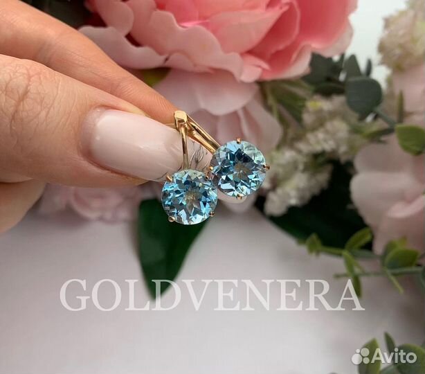 Золотые серьги с Топазом