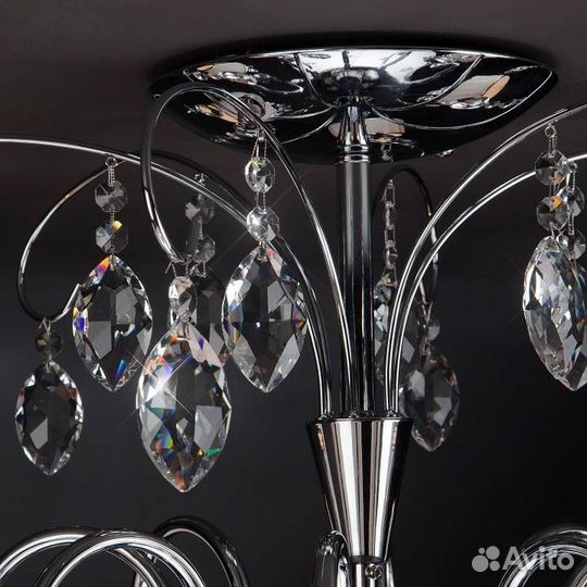 Люстра на штанге Eurosvet Rosalva 10021/8 хром/прозрачный хрусталь Strotskis
