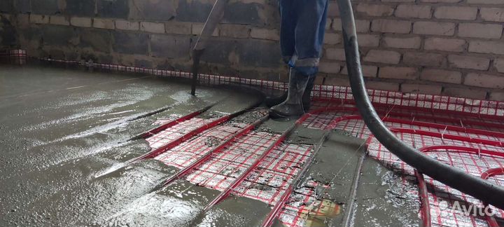 Стяжка пола, заливка теплых полов