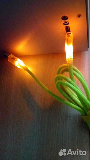 Кабель USB 2.0 A(m) B(m), светящийся в UV, зеленый