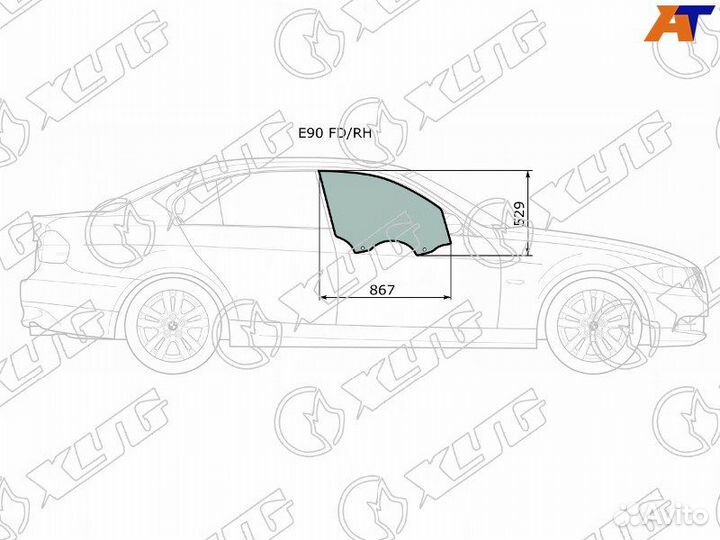 Стекло двери передней правой BMW E90 рестайлинг