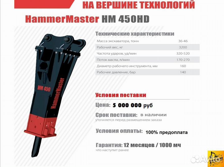 Молот на экскаватор Hammer HB 597