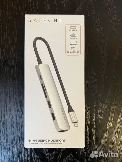 Satechi адаптер USB-C Slim 6-в-1 silver