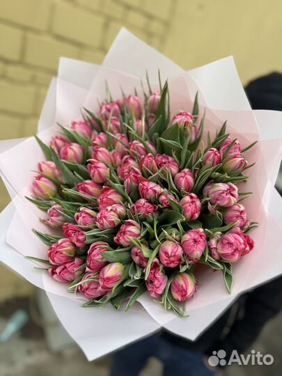 Букет из тюльпанов пионовидных розовых
