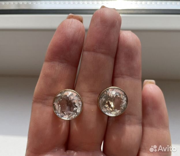 Серебряные запонки СССР с горным хрусталем