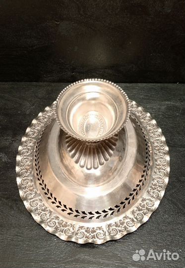 Конфетница фруктовница корзина серебрение