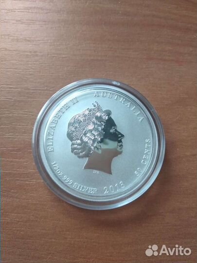 Монета 50 центов, год змеи, серебро, 2013 г., Авст