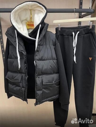 Утеплённый женский спортивный костюм с жилет 44-54