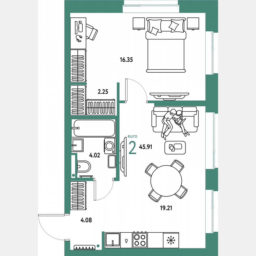 1-к. квартира, 45,9 м², 20/23 эт.