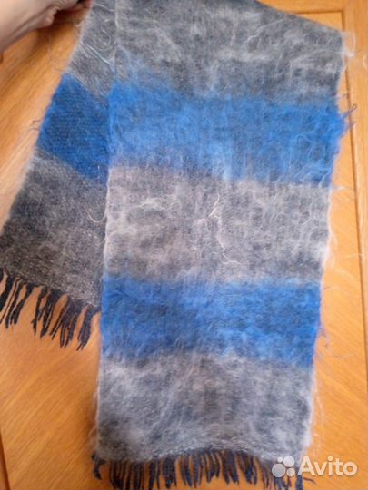 Мохеровый пушистый шарф новый мужской 115 х 31 см