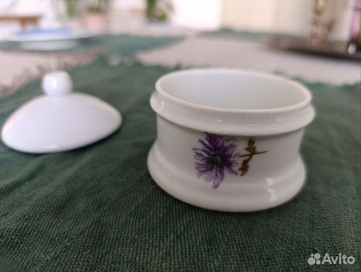 Старинная солонка Хризантемы Кузнецов начало 20 в