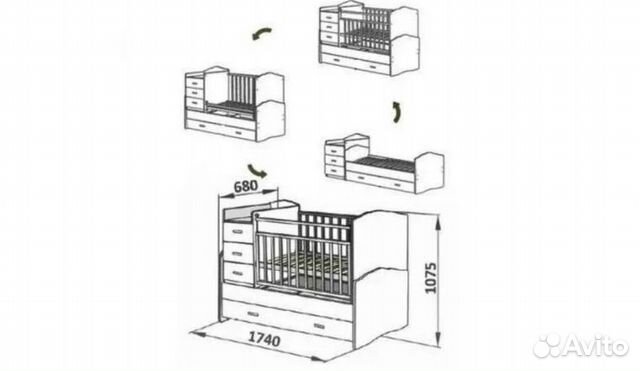 Как собрать кроватку с комодом и маятником детскую