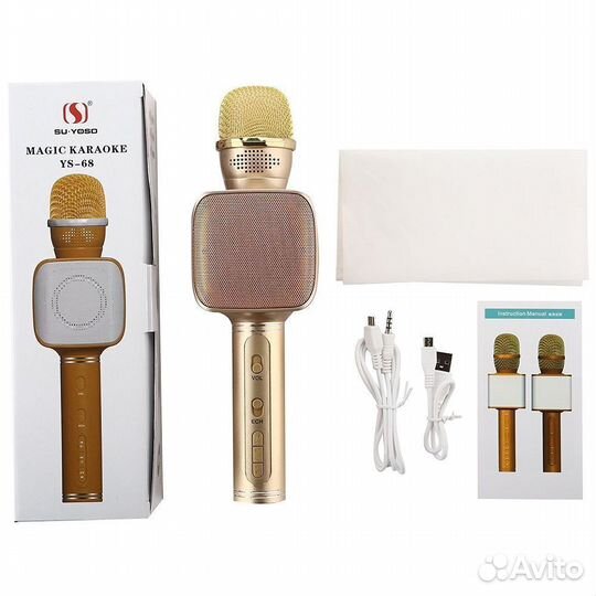 Микрофон беспроводной караоке YS-68 золотой