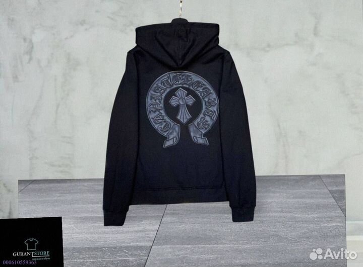 Удобная оверсайз худи Chrome Hearts с крестом