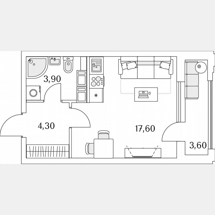 Квартира-студия, 27,6 м², 3/13 эт.