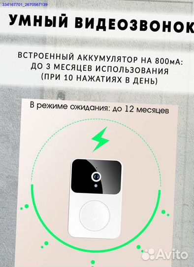 Звонок Беспроводной Дверной С Камерой (Арт.36516)