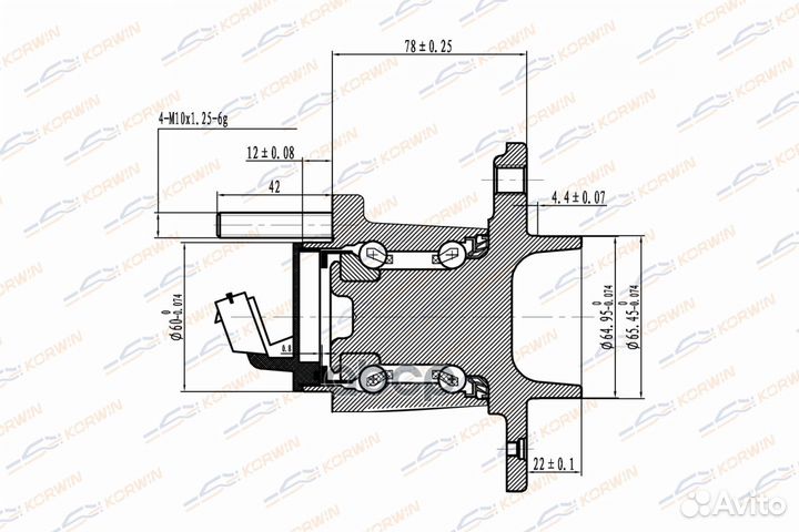 Ступица колеса korwin задняя ABS opel astra H 04