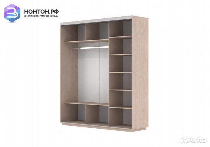 Шкаф-купе Нонтон 3-дверный с зеркалом дуб молочный