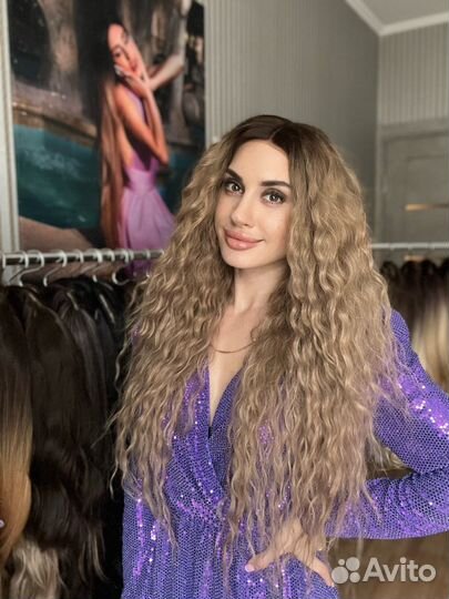 Парик омбрэ кудри на сетке 75 см