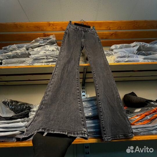 Джинсы клеш Rick Owens Grey Distortion Flare