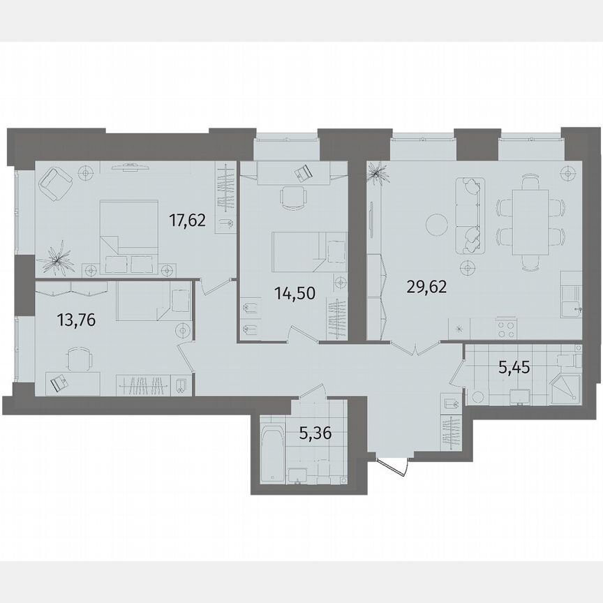 3-к. квартира, 104,2 м², 2/13 эт.