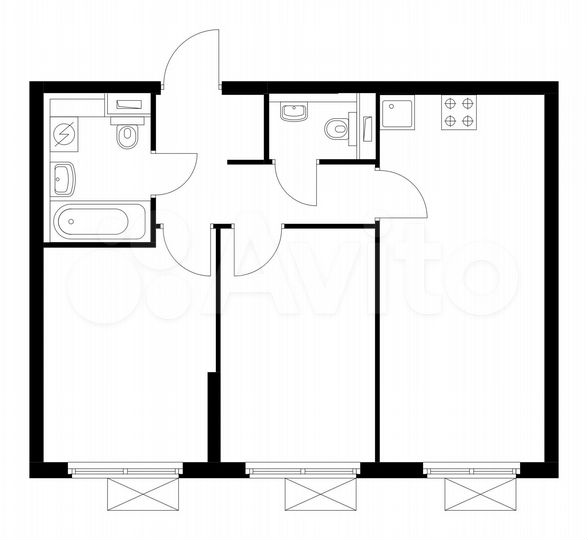 2-к. квартира, 49,3 м², 12/25 эт.