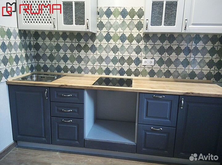 Кухонный гарнитур синий в рассрочку