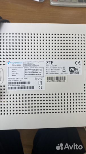 Wifi роутер ZTE zxhn h298a