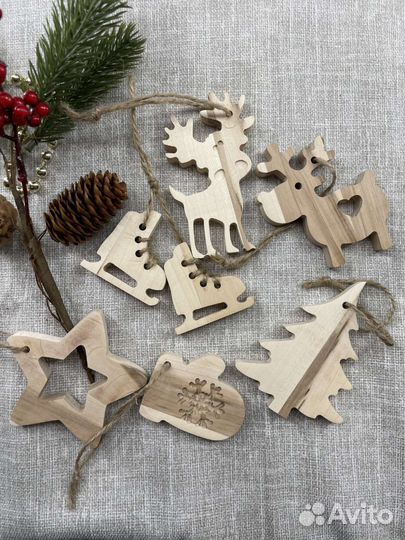 Елочные игрушки деревянные из клёна