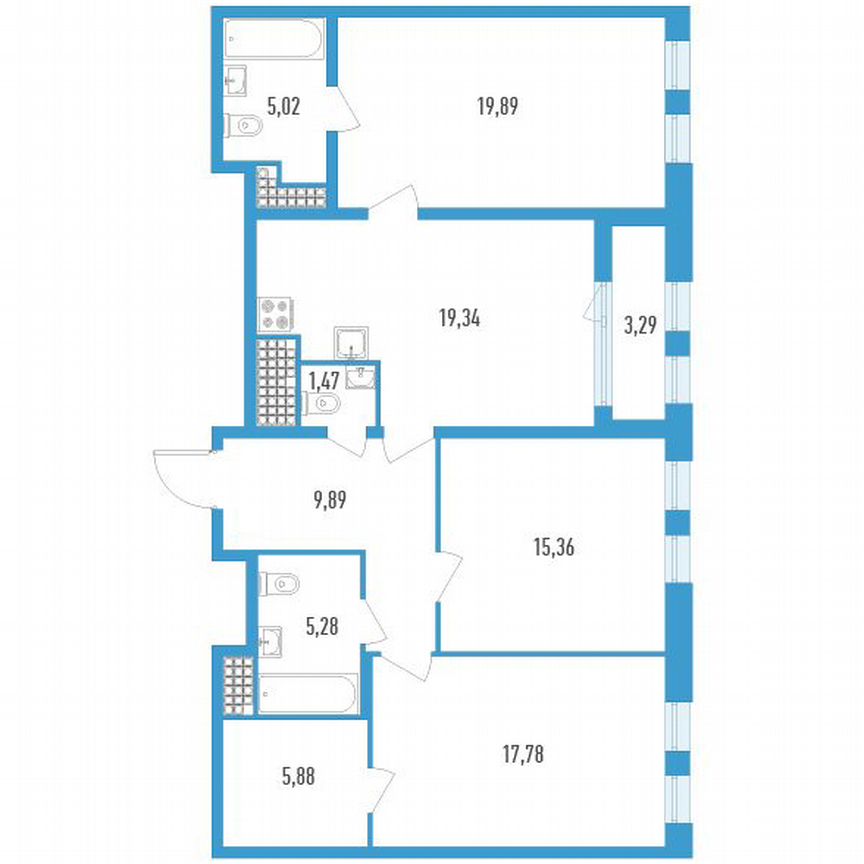 3-к. квартира, 101 м², 20/23 эт.