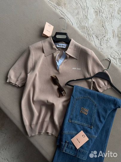 Поло классическое футболка Miu Miu Premium