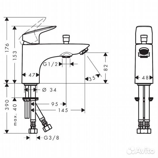 HG Logis Смеситель на борт ванны Monotrou, на 1 о