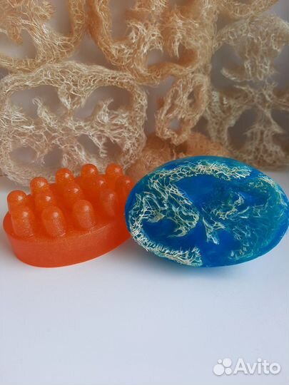 Массажное мыло с люфой и без